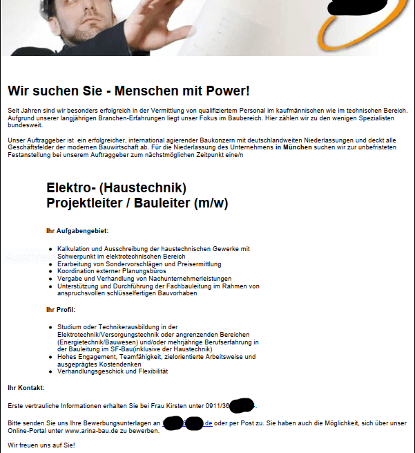 2009-11-09-Stellenausschreibung-Arina Bewerbung bei einem Personalvermittler aus dem Bereich Hotellerie